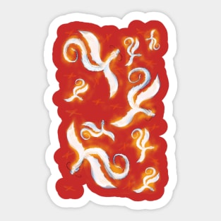 licht blue dragon orange Sticker